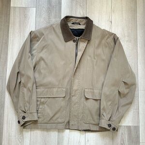 Men's Tan Weatherman Jacket with Brown Collar Size XL